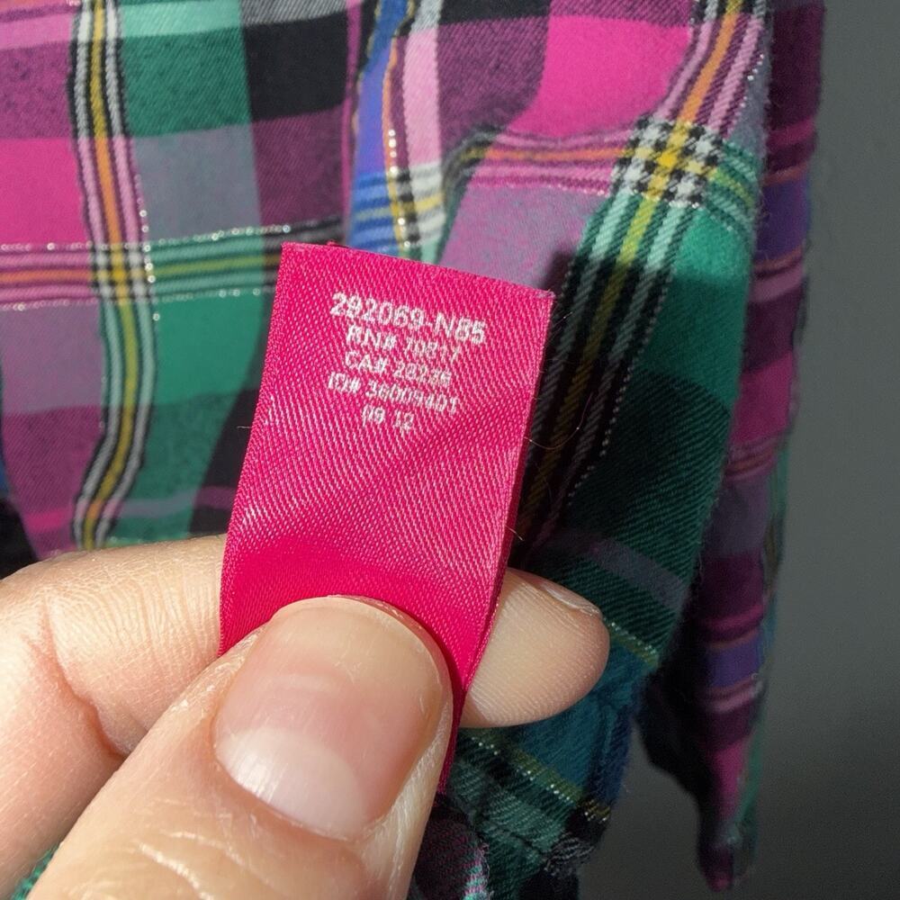 VICTORIA'S SECRET Pink Plaid Drawstring Lounge Pajama Sleep Shirt Flannel Size M - Picture 6 of 6